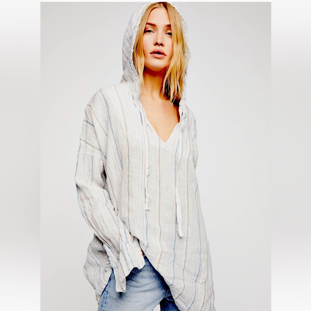 Free People Alex Rainbow Stripe Hoodie Size Small